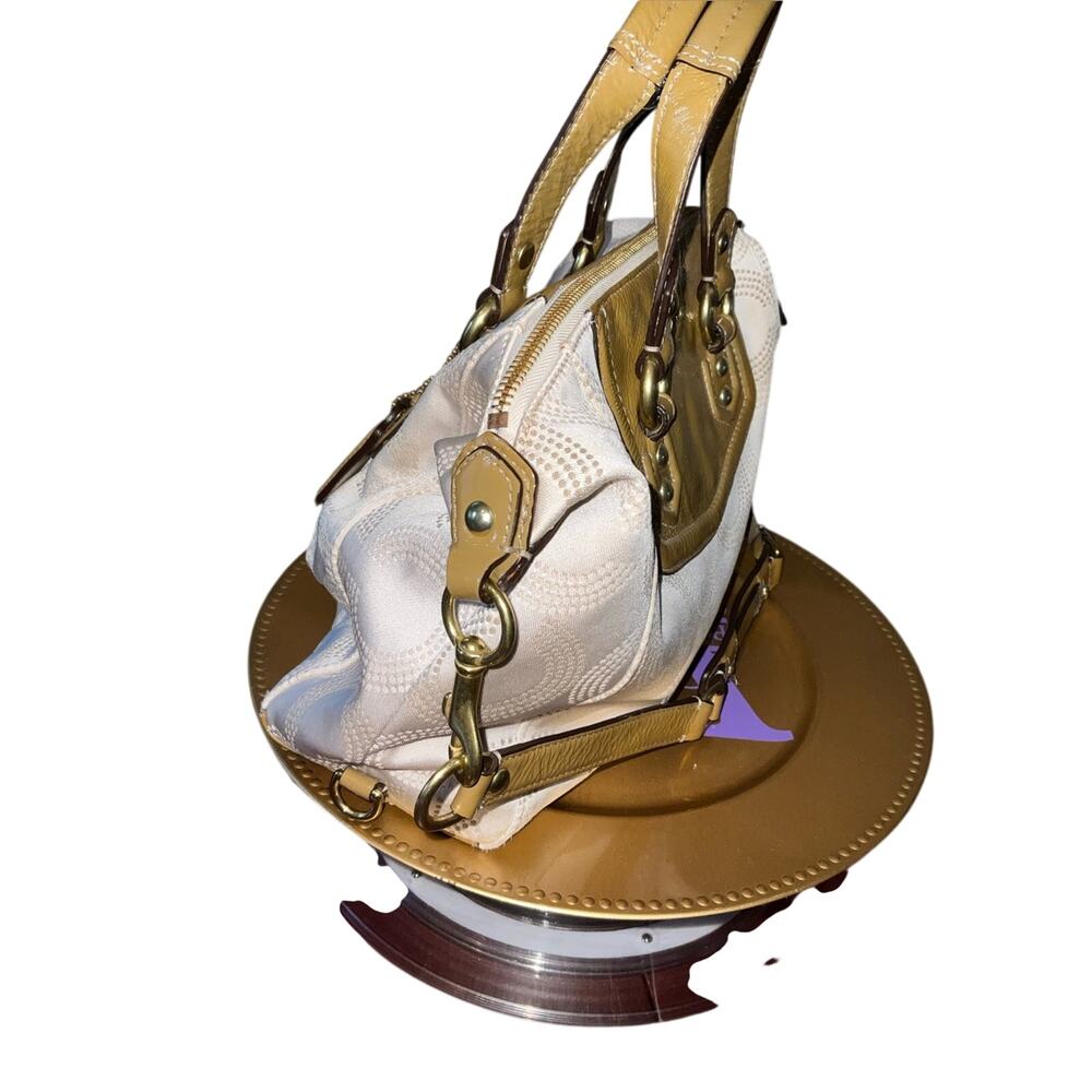 Coach Ashley Dotted Op Art Sateen Satchel Cream Patent Y2K F20027 coquette glam - Picture 2 of 15